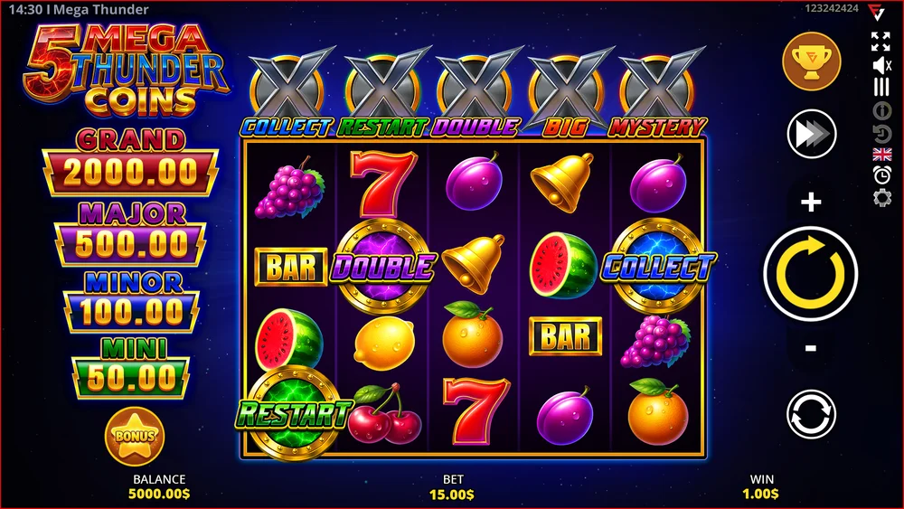 Mi sesión, pantalla por pantalla — 5 Mega Thunder Coins screenshot 1 of 4